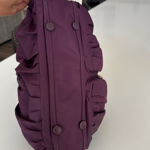 MZ Wallace Nylon Crossbody Satchel Bag 2 Strap Purple Burgundy Color Tote - Picture 13 of 15